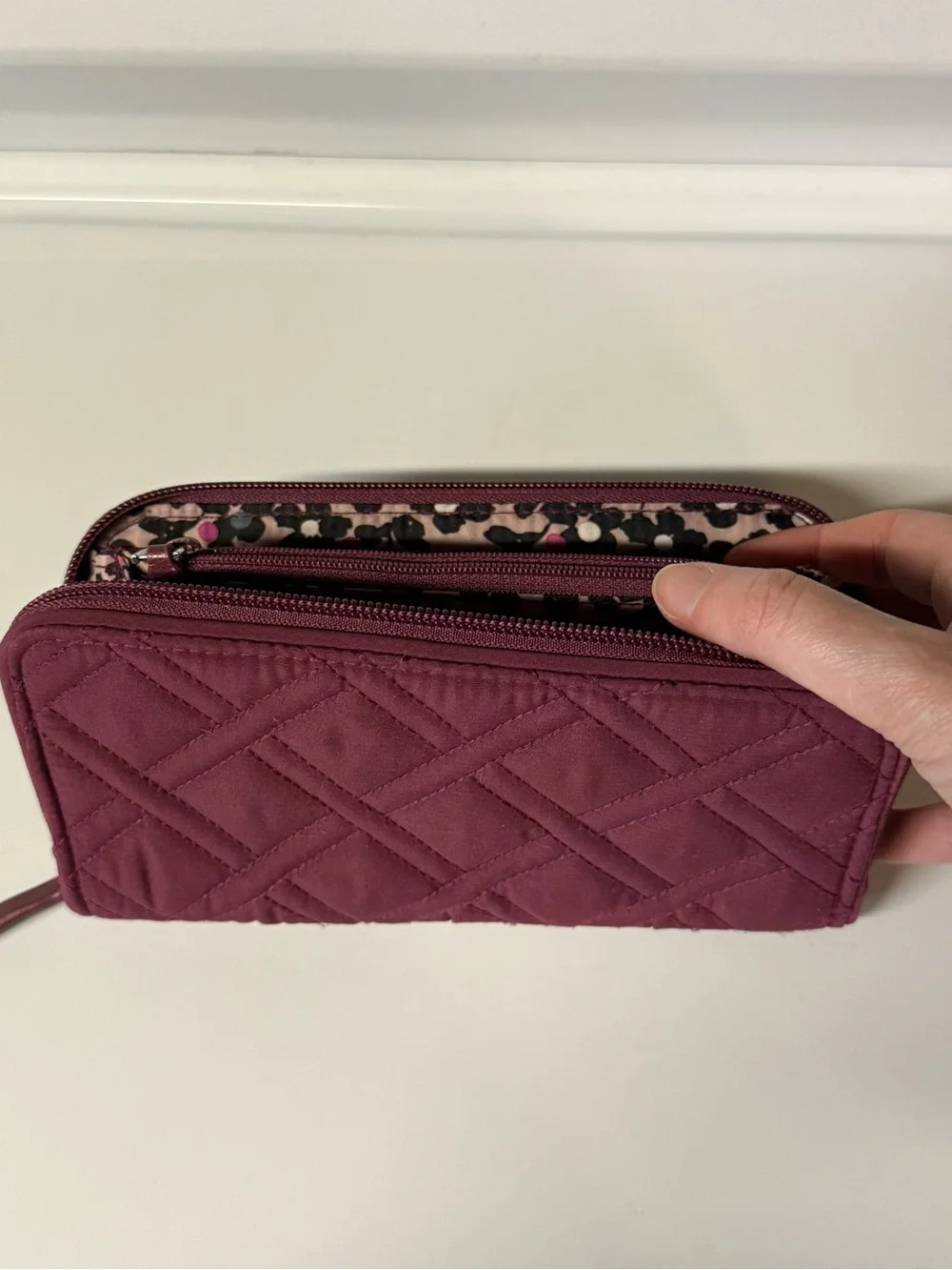 Vera Bradley Quilted Zip-Around Wallet – Burgundy
